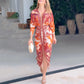 Elegantes, figurbetontes Kleid mit V-Ausschnitt und Print für Damen