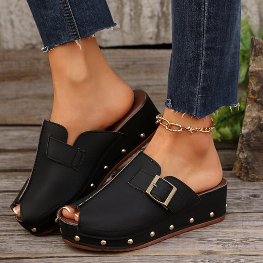 Damen Komfort-Peep-Toe-Plattform-Sandaletten