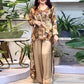 Trendy Print Top & Hose für Frauen Zweiteiliges Set