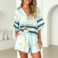 Lässiges bedrucktes Kurzarm-Shirt & Shorts 2-teiliges Set