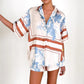 Lässiges bedrucktes Kurzarm-Shirt & Shorts 2-teiliges Set