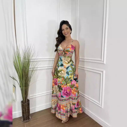 Damen Neckholder Ärmellos Rückenfrei Schlank Sexy Strandkleider