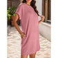 Damen lässiges Kleid mit Rollärmeln und Taschen