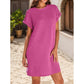 Damen lässiges Kleid mit Rollärmeln und Taschen