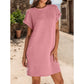 Damen lässiges Kleid mit Rollärmeln und Taschen