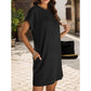 Damen lässiges Kleid mit Rollärmeln und Taschen