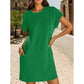 Damen lässiges Kleid mit Rollärmeln und Taschen