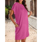 Damen lässiges Kleid mit Rollärmeln und Taschen