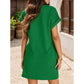 Damen lässiges Kleid mit Rollärmeln und Taschen