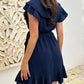 Elegantes Rüschenkleid mit Taillenschnürung und V-Ausschnitt für Damen