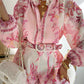 Zweiteiliges Set aus Top und Shorts mit Vintage-Blumendruck für Damen