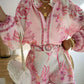 Zweiteiliges Set aus Top und Shorts mit Vintage-Blumendruck für Damen