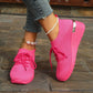 🌸Atmungsaktive, dehnbare Strick-Keilabsatzschuhe für Damen mit verstellbaren Schnürsenkeln