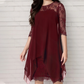 📢📢50% OFF !! ⏰Women's Elegant High-Low Hem Lace Overlay Dress🌺