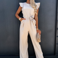 Ärmelloser Jumpsuit mit hoher Taille und Gürtel