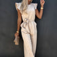 Ärmelloser Jumpsuit mit hoher Taille und Gürtel