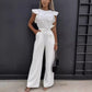 Ärmelloser Jumpsuit mit hoher Taille und Gürtel