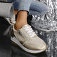 Damen-Sneaker mit Mesh-Obermaterial, Schnürung und Keilabsatz sowie seitlichem Reißverschluss