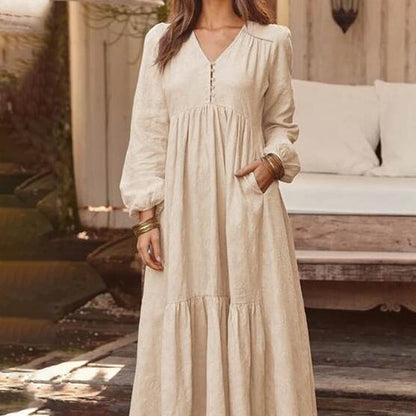 Women's Casual Versatile Loose V-Neck Dresses