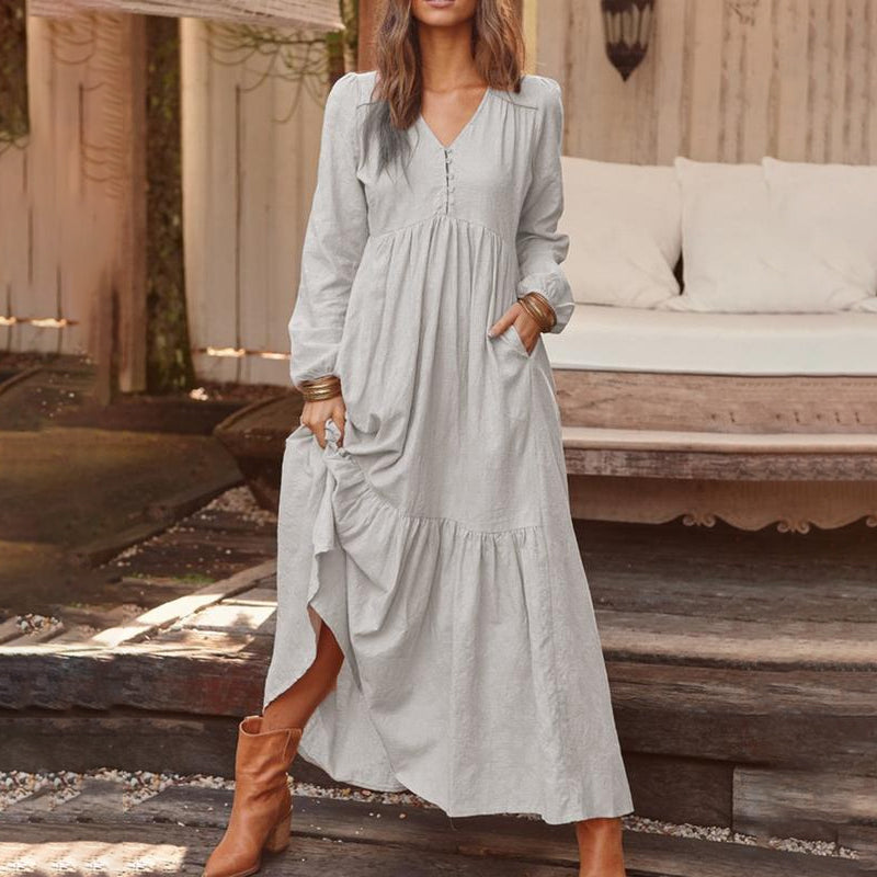 Women's Casual Versatile Loose V-Neck Dresses
