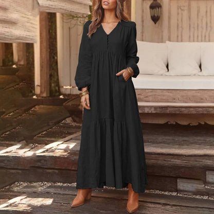 Women's Casual Versatile Loose V-Neck Dresses