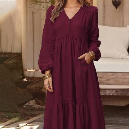 Women's Casual Versatile Loose V-Neck Dresses