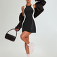 Zweiteiler im Farbblock-Design aus schmalem Minikleid und Shorts