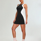Zweiteiler im Farbblock-Design aus schmalem Minikleid und Shorts