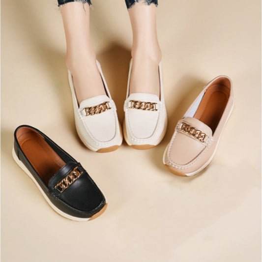 Elegante einfarbige Loafer für Damen mit dicker Sohle
