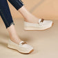 Elegante einfarbige Loafer für Damen mit dicker Sohle