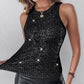 Sequin Rundhalsausschnitt Slim Fit Tanktop