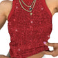 Sequin Rundhalsausschnitt Slim Fit Tanktop