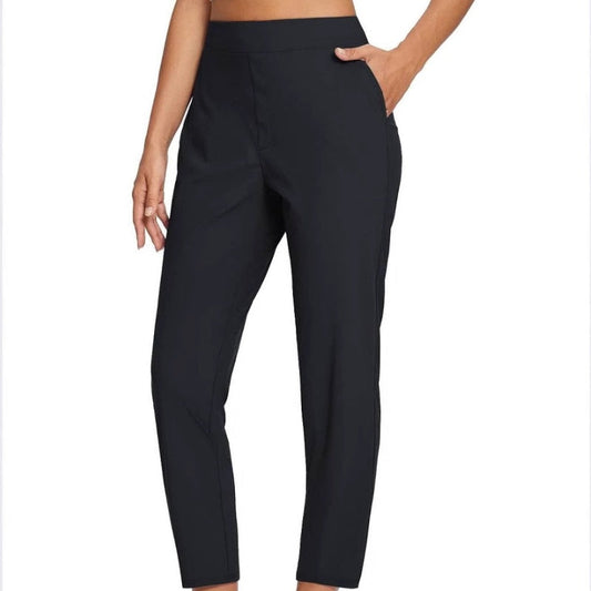 Damenhose mit hoher Taille, elastischem Bund und Reißverschlusstaschen