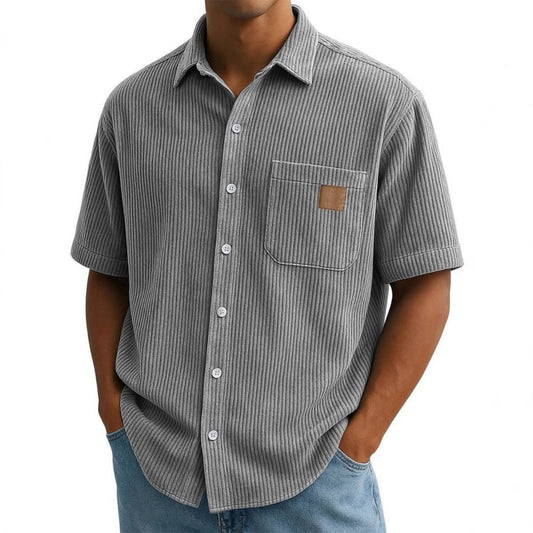 Kurzarm-Button-Down-Hemden mit Vintage-Revers für Herren
