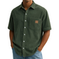 Kurzarm-Button-Down-Hemden mit Vintage-Revers für Herren