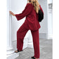 Lässiges, einfarbiges Damen-Set: Langarm-Oberteil und Hose