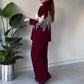 Modisches Color-Blocking-Set aus Pullover und Hose mit Rautenmuster