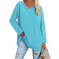 Damen lose Langarmmode V-Ausschnitt Stricktop