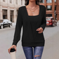 Stylisches einfarbiges Langarm-Oberteil für Damen