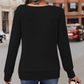 Stylisches einfarbiges Langarm-Oberteil für Damen