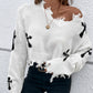 Damen-Pullover mit Kreuzgrafik und Rissen