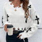 Damen-Pullover mit Kreuzgrafik und Rissen