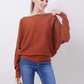 🔥Black-Friday-Mega-Angebot – 50 % Rabatt!🔥Damenbootsausschnitt mit Dolman-Ärmeln und Rippstrick-Gestrick Pullover
