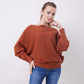 🔥Black-Friday-Mega-Angebot – 50 % Rabatt!🔥Damenbootsausschnitt mit Dolman-Ärmeln und Rippstrick-Gestrick Pullover
