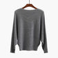 🔥Black-Friday-Mega-Angebot – 50 % Rabatt!🔥Damenbootsausschnitt mit Dolman-Ärmeln und Rippstrick-Gestrick Pullover