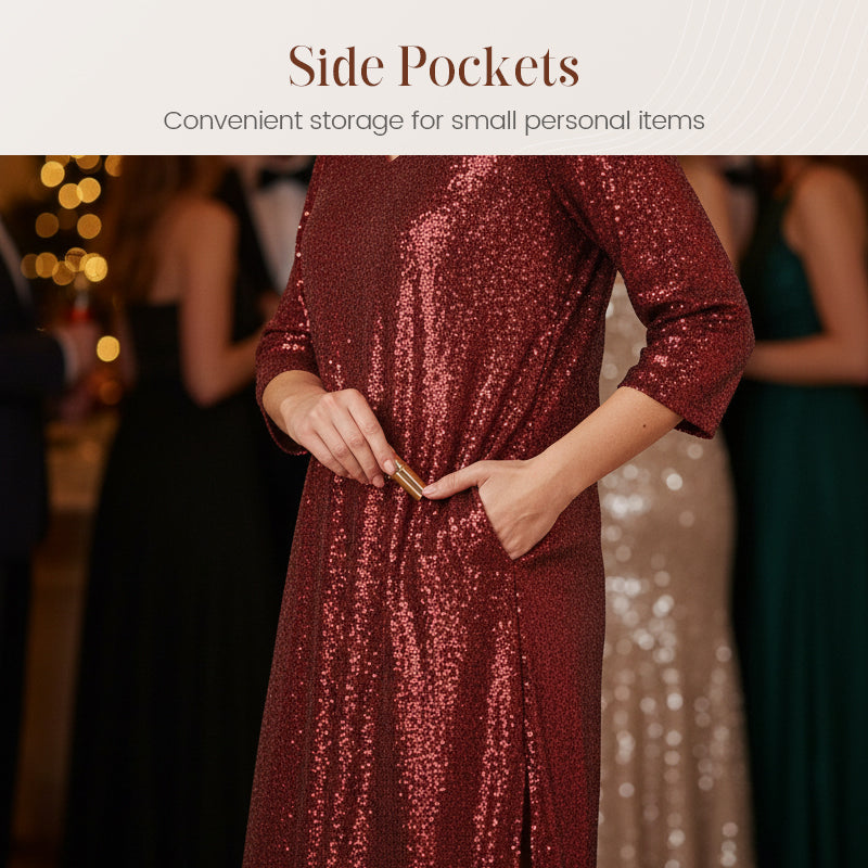 Women's Sparkle Sequin V-Neck Dress