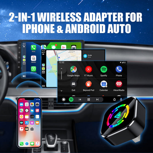 2-in-1 Wireless Adapter for iPhone & Android Auto