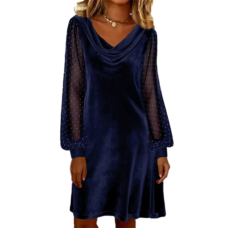 Women’s Elegant Cowl Neck Knee-Length Sheath Dress