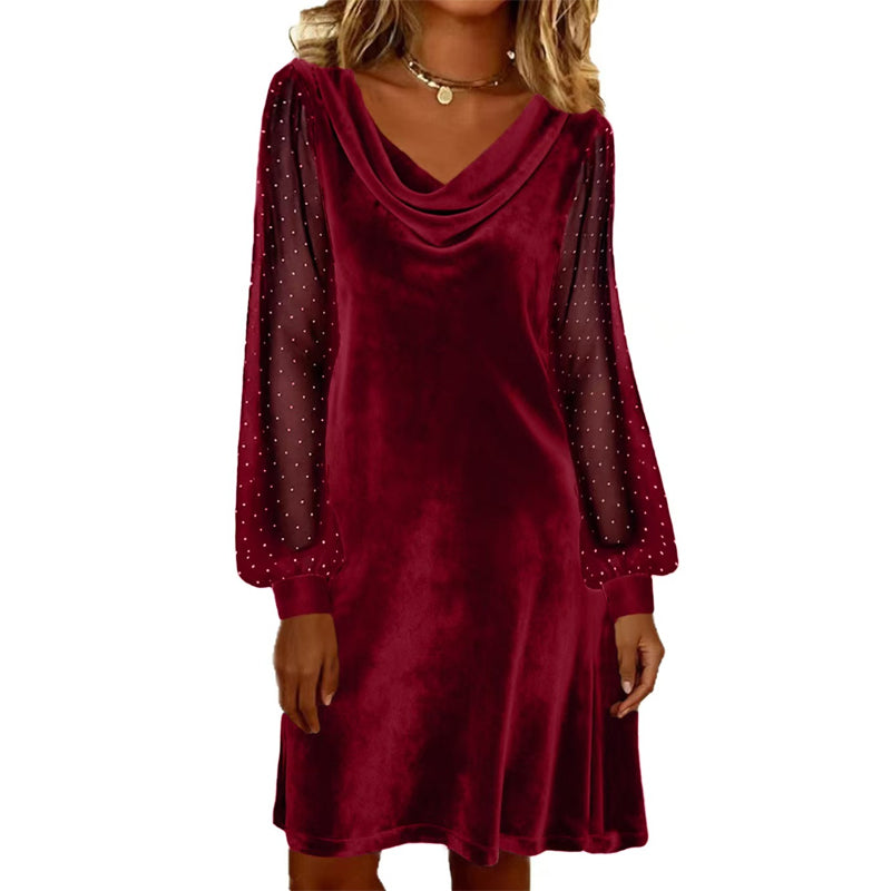 Women’s Elegant Cowl Neck Knee-Length Sheath Dress