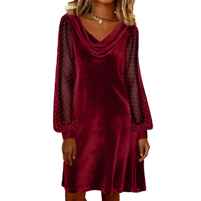 Women’s Elegant Cowl Neck Knee-Length Sheath Dress